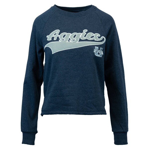 U-State Aggies Fleece-Lined Navy Crew Sweatshirt
